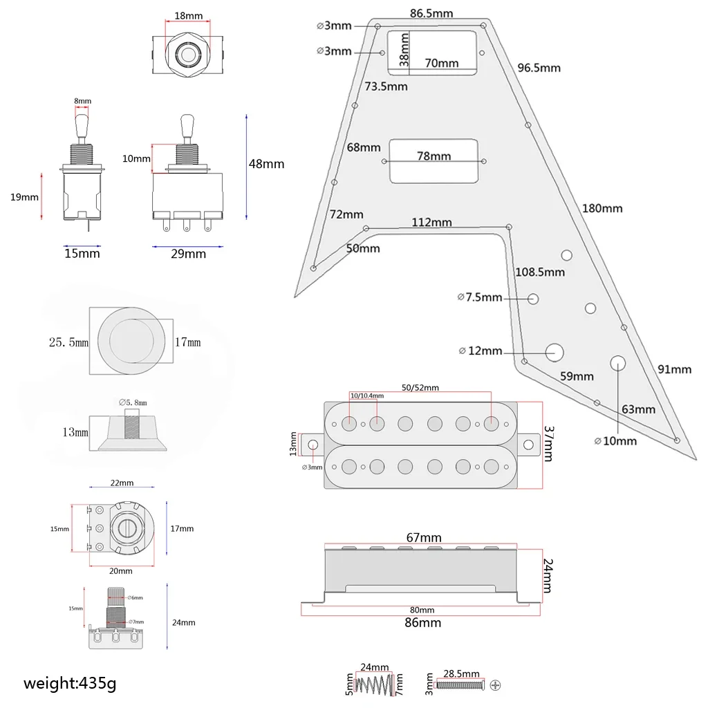 1pcs 3-Ply White Guitar Prewired Pickguard for Flying V Guitar Parts & Accessories - Easy Load & Install
1pcs 3-Ply White Guitar Prewired Pickguard for Flying V Guitar Parts & Accessories - Easy Load & Install