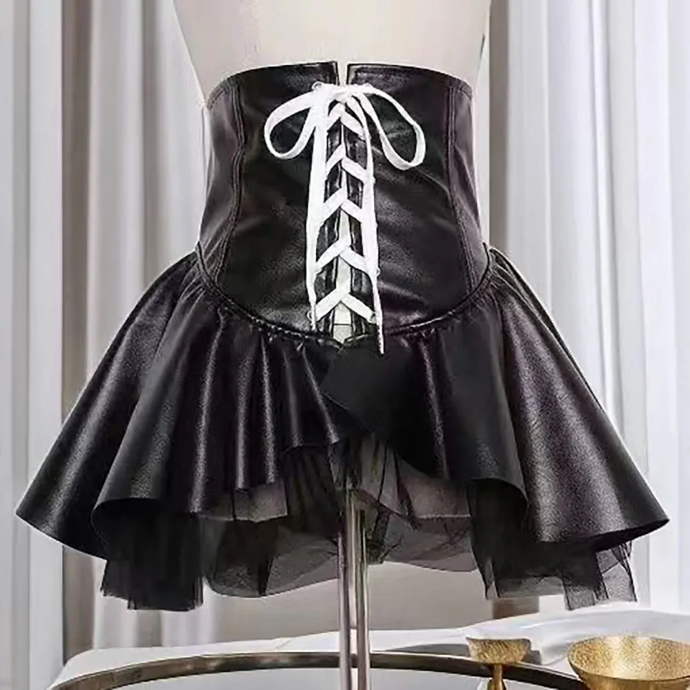 New imitation leather slim fit splicing fluffy mesh princess short skirt slim waist straps cover meat wide waist seal
New imitation leather slim fit splicing fluffy mesh princess short skirt slim waist straps cover meat wide waist seal