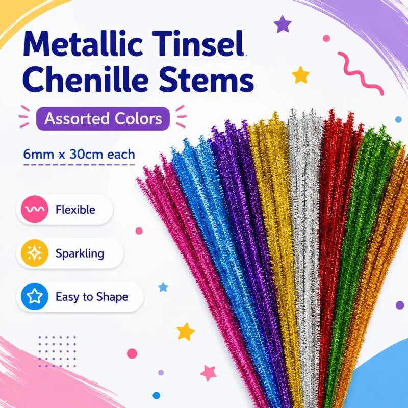 100Pcs 30cmx6mm Sequin Fuzzy Pipe Cleaners, Plush Colorful Wire Sticks, DIY Craft Materials, Toys, Handmade Supplies
100Pcs 30cmx6mm Sequin Fuzzy Pipe Cleaners, Plush Colorful Wire Sticks, DIY Craft Materials, Toys, Handmade Supplies