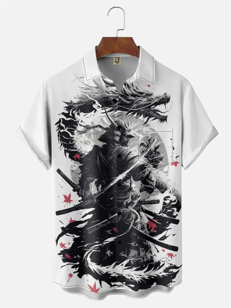 Men's Hawaiian Shirt Vintage Japanese Style Casual Short Sleeve Top Samurai Pattern Y2k Men Clothing Fashion Retro Summer Shirt 
Men's Hawaiian Shirt Vintage Japanese Style Casual Short Sleeve Top Samurai Pattern Y2k Men Clothing Fashion Retro Summer Shirt