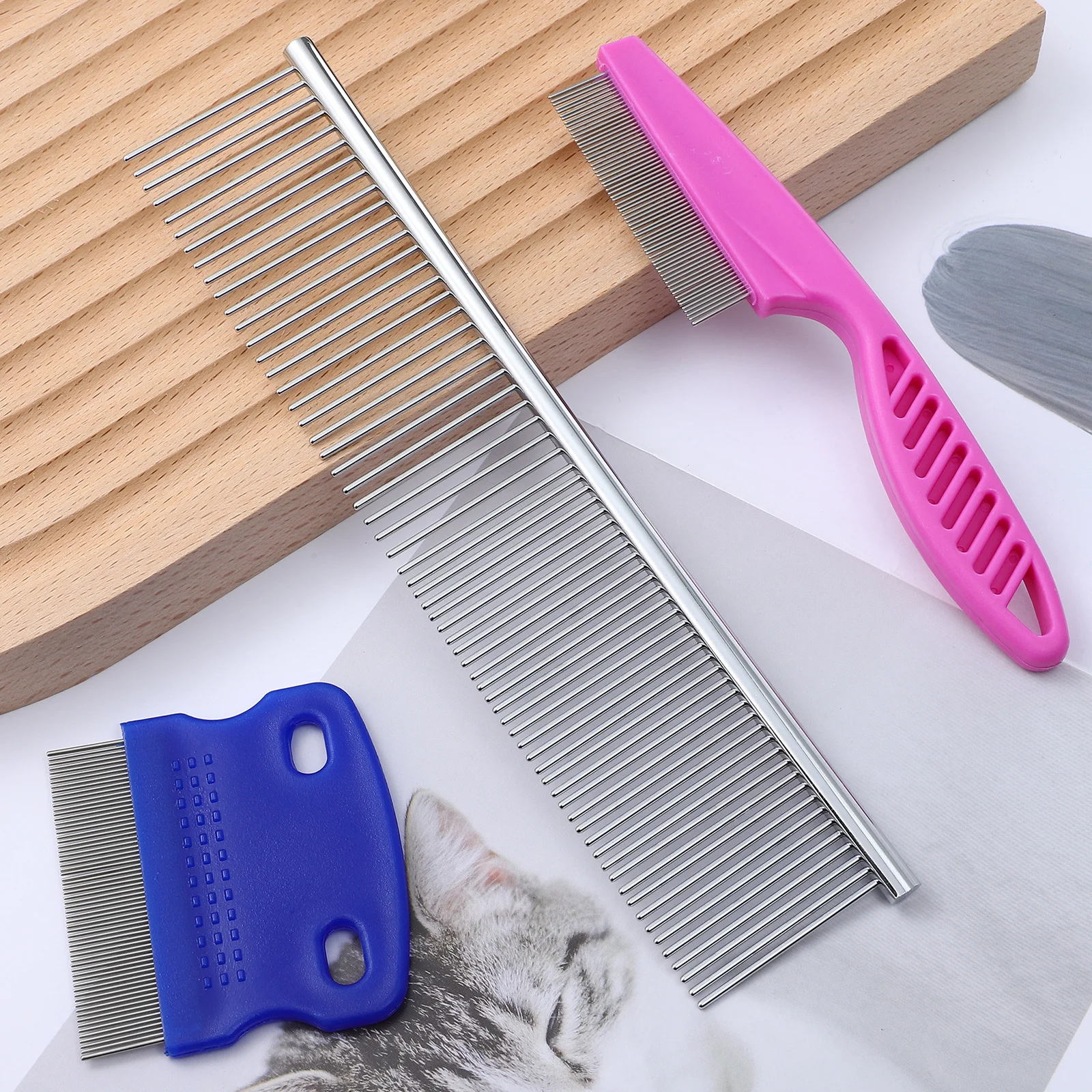 6Pcs Pet Combs for Dog Grooming Metal Comb Set Smooth End Detangling Tool for Small Animals All Hair Types Dog Comb
6Pcs Pet Combs for Dog Grooming Metal Comb Set Smooth End Detangling Tool for Small Animals All Hair Types Dog Comb