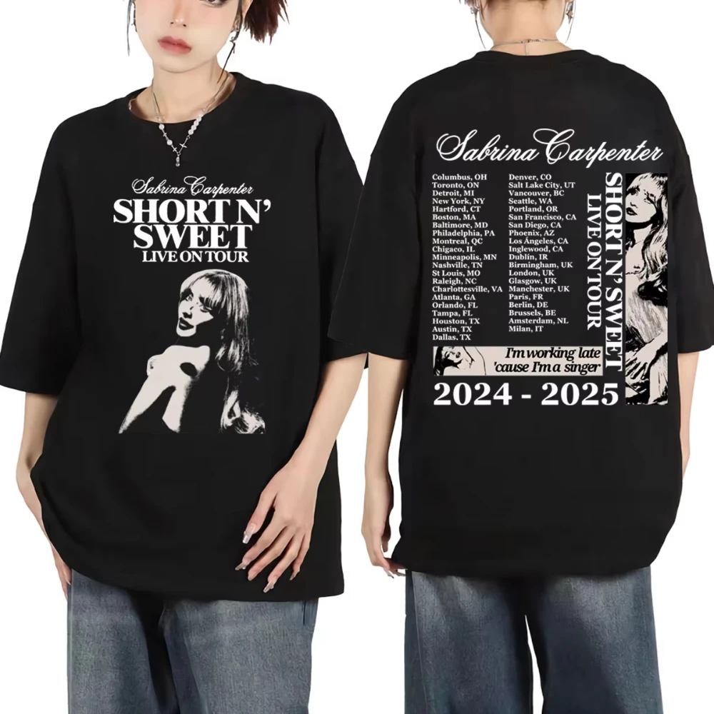Sabrina Carpenter Graphic T Shirt Short N' Sweet Live on Tour 2025 T-shirt Men Women Fashion Hip Hop Vintage Aesthetics T-shirts
Sabrina Carpenter Graphic T Shirt Short N' Sweet Live on Tour 2025 T-shirt Men Women Fashion Hip Hop Vintage Aesthetics T-shirts