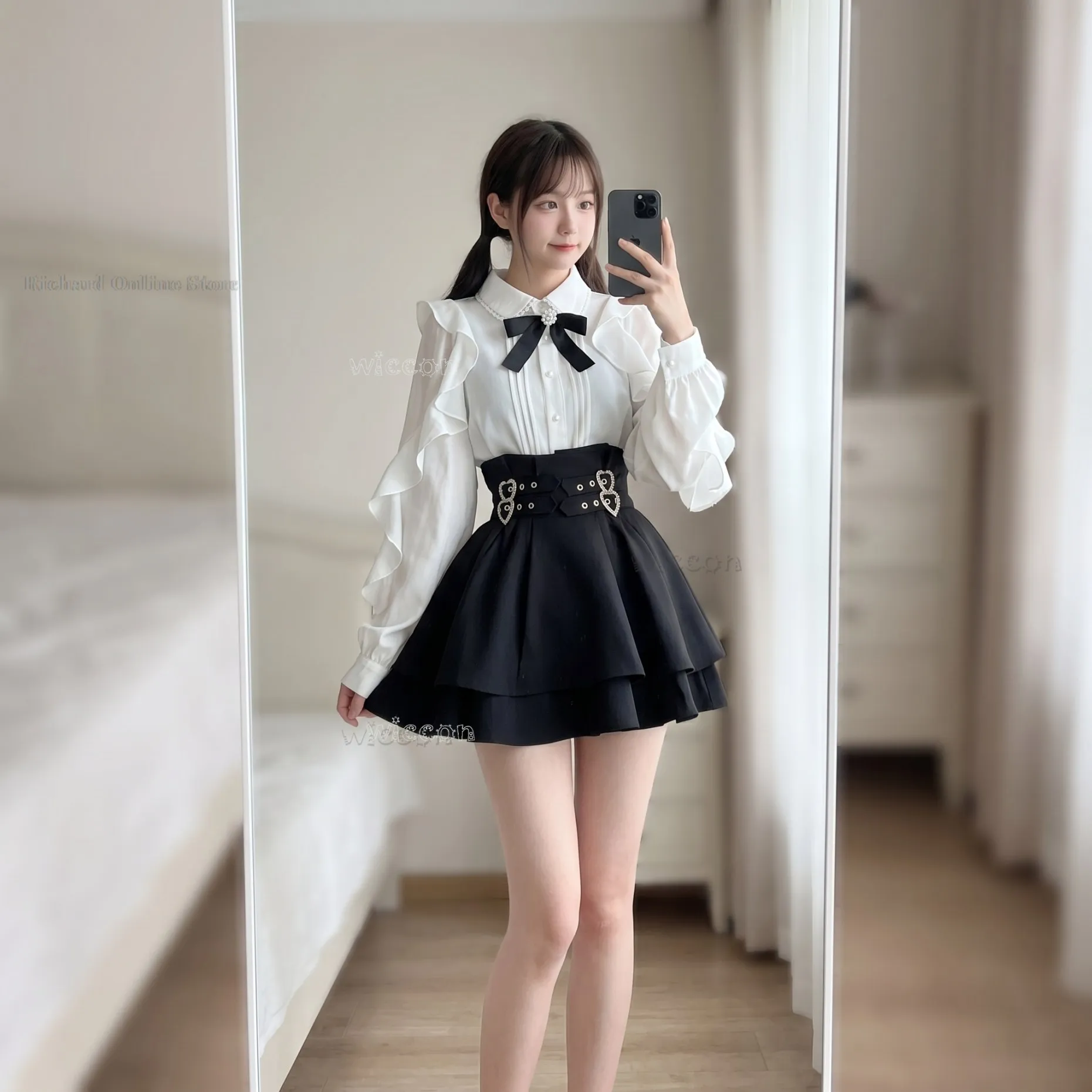 Halloween Jirai Kei Skirts Japanese Style Noble Lady Blouse + Ruffled Blouse + A-line Mini Skirt Two-piece Set
Halloween Jirai Kei Skirts Japanese Style Noble Lady Blouse + Ruffled Blouse + A-line Mini Skirt Two-piece Set