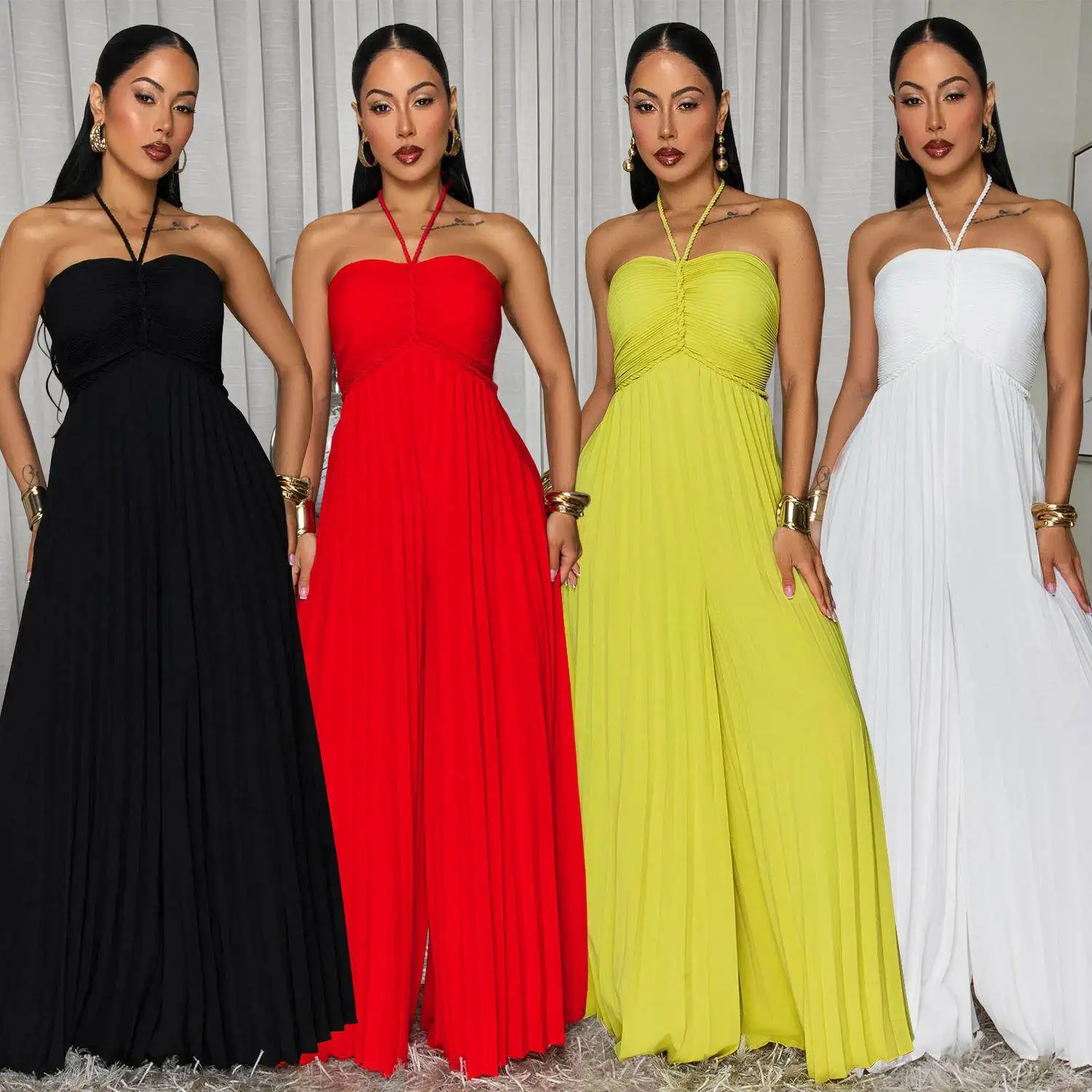 New Women's Romper C7735 Wide Leg Pleated Holiday Style Autumn Season Sleeveless Long Pants Cross-Border Fashion
New Women's Romper C7735 Wide Leg Pleated Holiday Style Autumn Season Sleeveless Long Pants Cross-Border Fashion