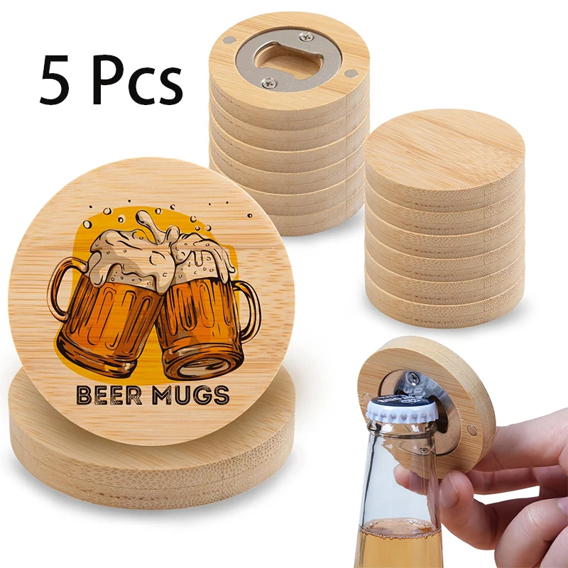 5 Pieces Blank DIY Bamboo Round Shape Bottle Opener Coaster Beer Bottle Opener
5 Pieces Blank DIY Bamboo Round Shape Bottle Opener Coaster Beer Bottle Opener