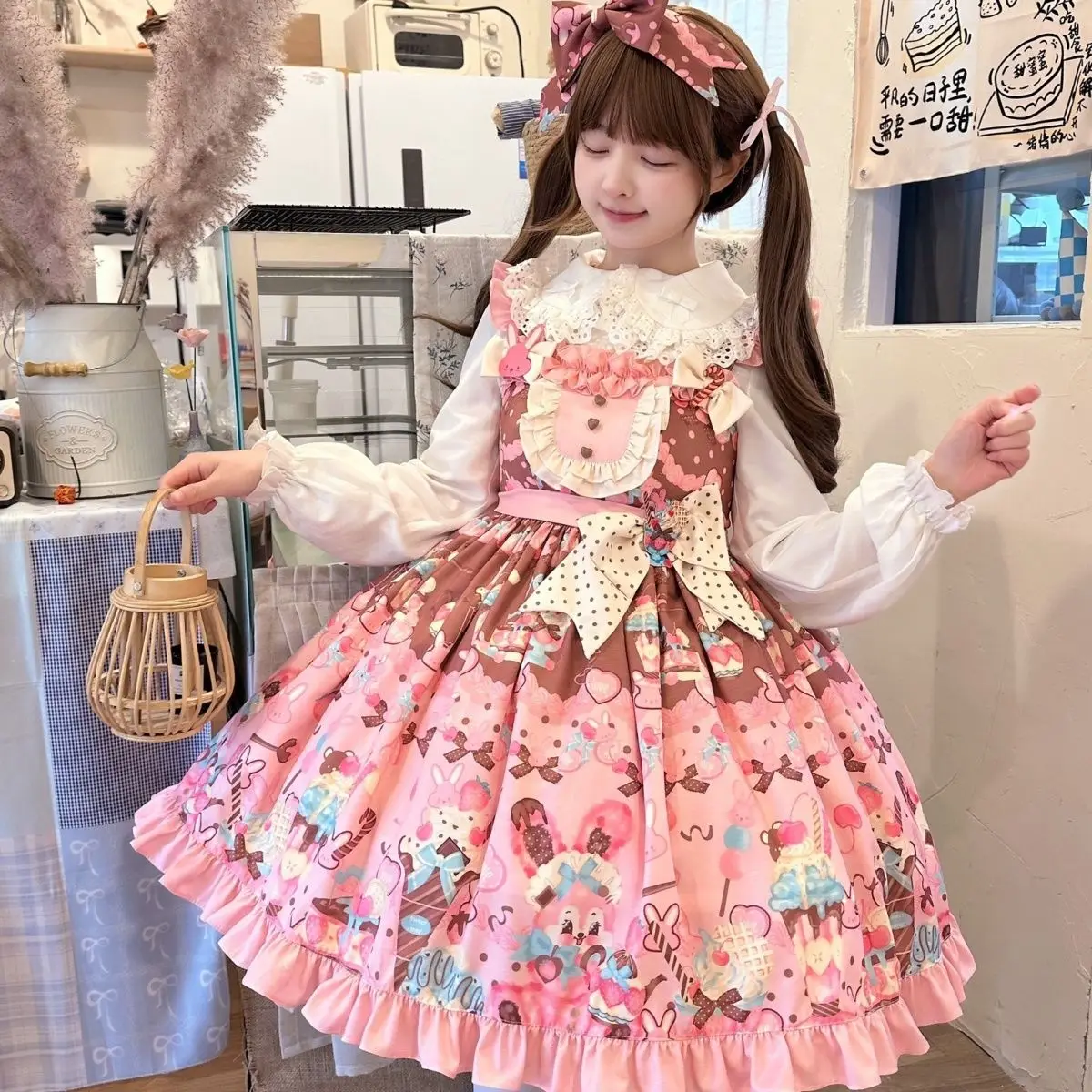 MAGOGO Japanese Sweet Lolita Jsk Dress Women Kawaii Rabbit Pirnted Bow Ruffles Princess Dresses Girls Cute Tea Party Mini Dress
MAGOGO Japanese Sweet Lolita Jsk Dress Women Kawaii Rabbit Pirnted Bow Ruffles Princess Dresses Girls Cute Tea Party Mini Dress