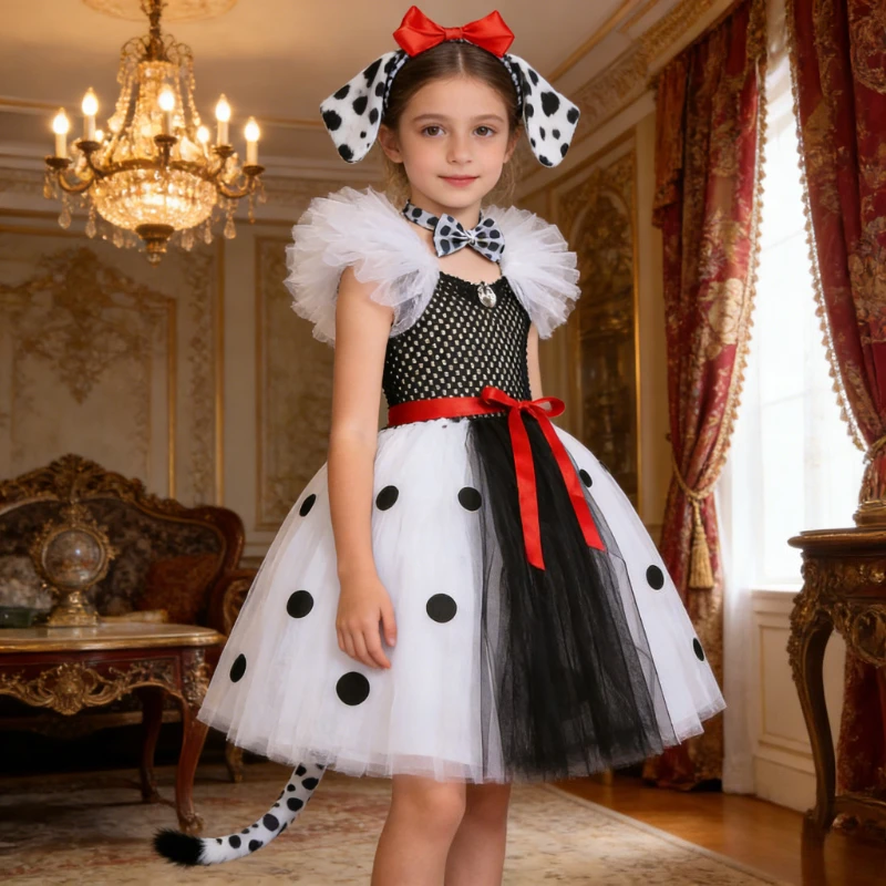 Dalmatian Long Tutu Dress for Girls Full Length Spotted Dog Tutus Outfit with Ears Bowtie Tail Kids Halloween Christmas Costumes
Dalmatian Long Tutu Dress for Girls Full Length Spotted Dog Tutus Outfit with Ears Bowtie Tail Kids Halloween Christmas Costumes