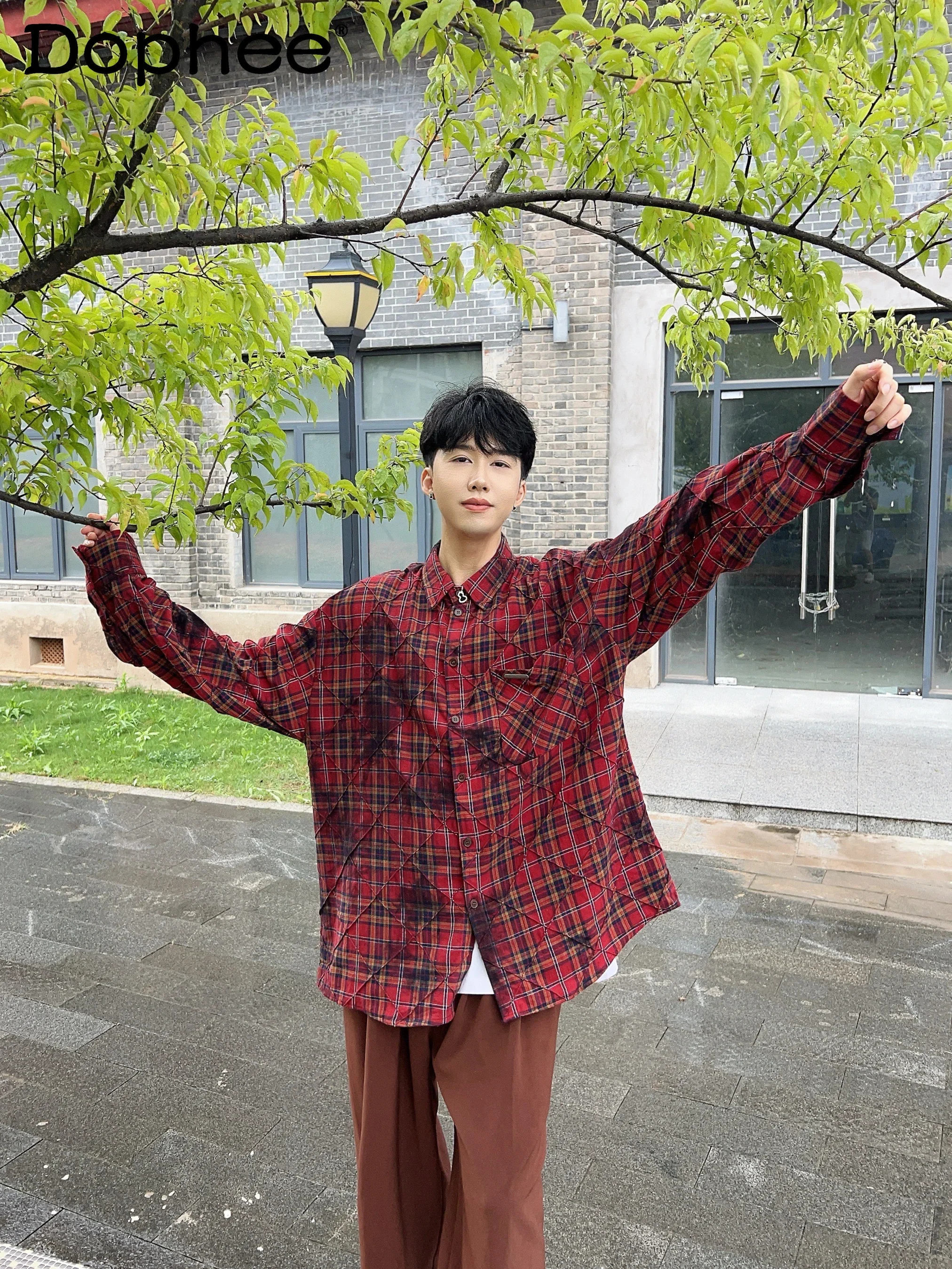 Fashion Male Chic Tops Rhombus Three-dimensional Texture Plaid Long-sleeve Shirts Men's 2024 Autumn Winter Loose Cotton Shirts
Fashion Male Chic Tops Rhombus Three-dimensional Texture Plaid Long-sleeve Shirts Men's 2024 Autumn Winter Loose Cotton Shirts