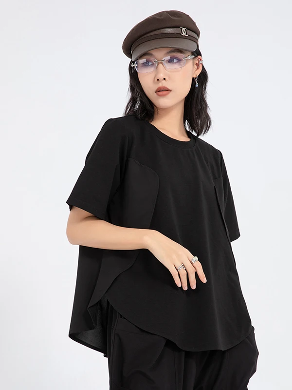 Loose Casual Women's Short Sleeve T-Shirt Asymmetric Design Breathable Comfortable Cotton Nylon Blend Spring Summer Top
Loose Casual Women's Short Sleeve T-Shirt Asymmetric Design Breathable Comfortable Cotton Nylon Blend Spring Summer Top