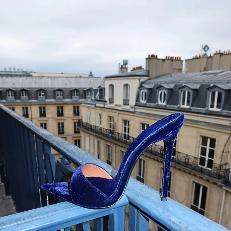 Pointed Toe Stiletto Velvet Slippers for Women Blue Black High Heels Fashion Sandals Runway Party Pull On Shoes Summer Lady
Pointed Toe Stiletto Velvet Slippers for Women Blue Black High Heels Fashion Sandals Runway Party Pull On Shoes Summer Lady
