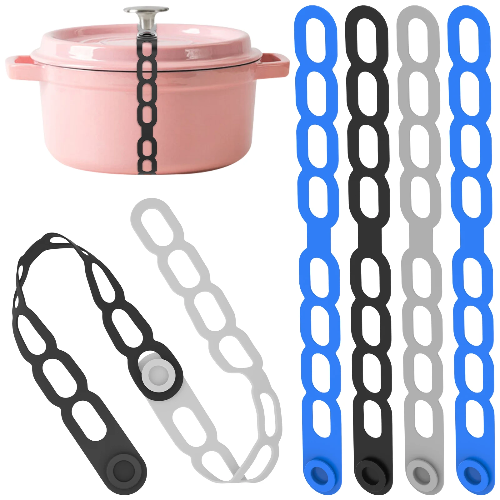 54cm Reusable Lid Strap Silicone Elastic Band Universal Pot Lid Holder for Lunch Box Strap Elastic Band Outdoor Tableware Tool
54cm Reusable Lid Strap Silicone Elastic Band Universal Pot Lid Holder for Lunch Box Strap Elastic Band Outdoor Tableware Tool