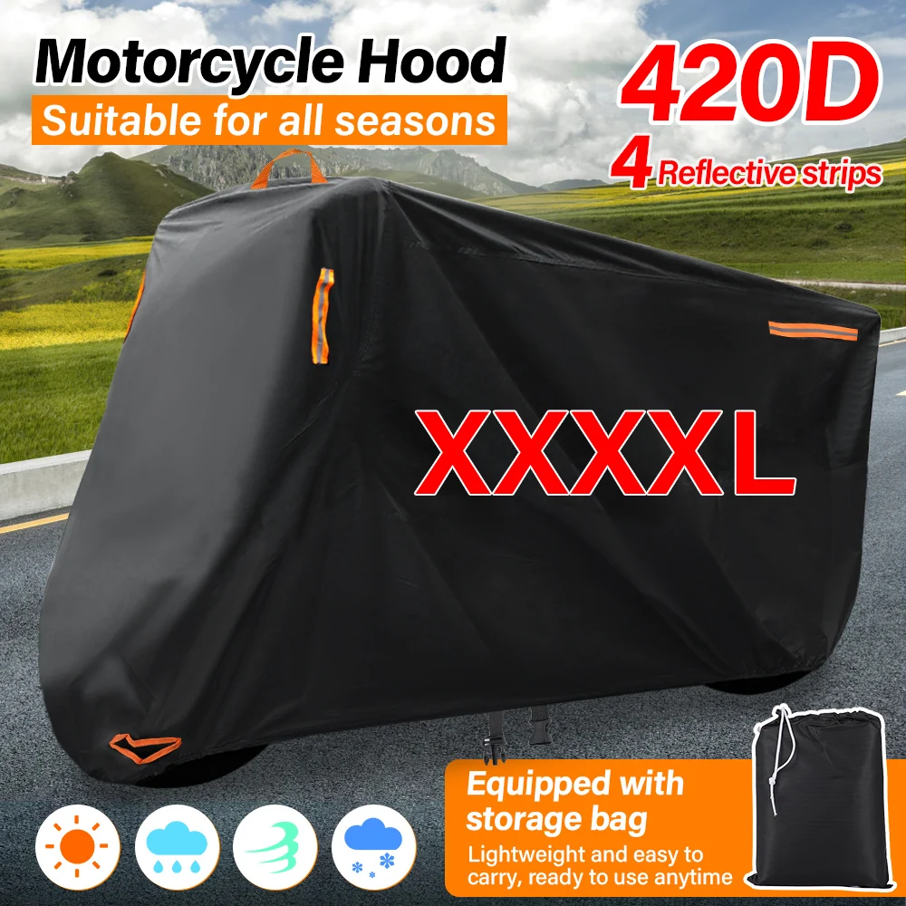 420D Motorcycle Cover Coated with Silver Cloth for Sun Protection, Rain Prevention, Dust Prevention, Oxford Cloth Cover
420D Motorcycle Cover Coated with Silver Cloth for Sun Protection, Rain Prevention, Dust Prevention, Oxford Cloth Cover