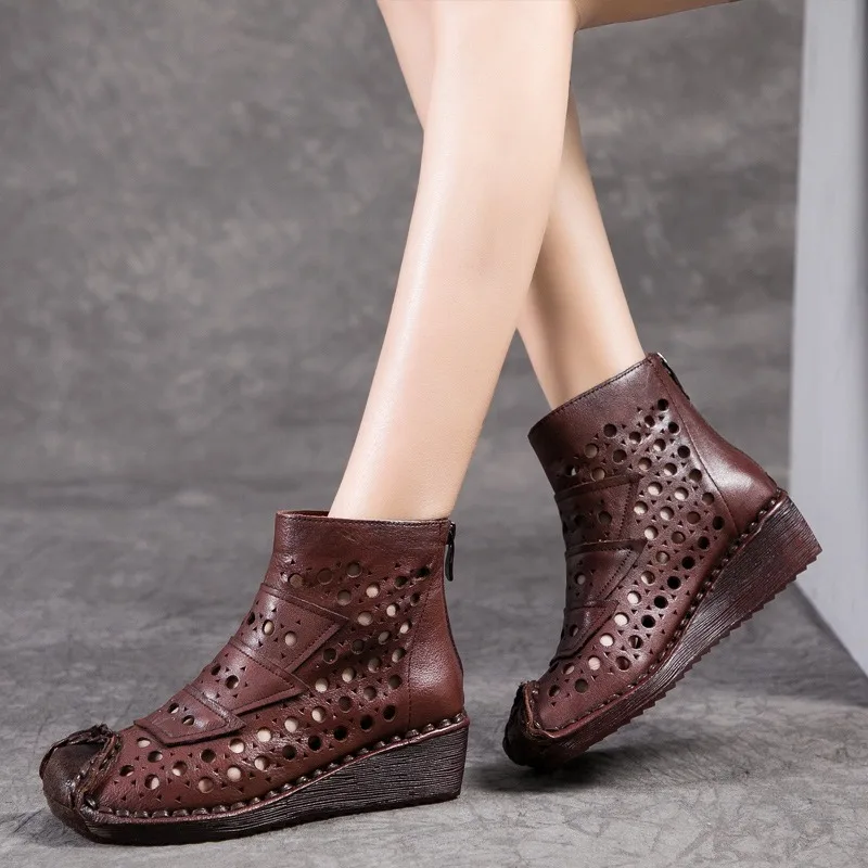 Birkuir Hollow Out Women Wedges Ankle Boots Breathable Flats Genuine Leather Short Boots Ladies Luxury Soft Thick Heel Boots
Birkuir Hollow Out Women Wedges Ankle Boots Breathable Flats Genuine Leather Short Boots Ladies Luxury Soft Thick Heel Boots