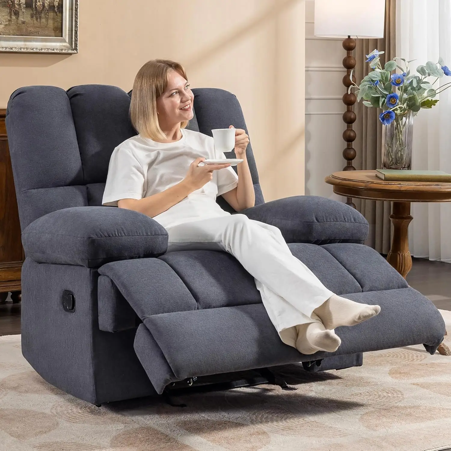 Oversized Rocker Recliner Chair, Manual Reclining, Extra Large, 350 LBS Capacity, Grey, XL
Oversized Rocker Recliner Chair, Manual Reclining, Extra Large, 350 LBS Capacity, Grey, XL