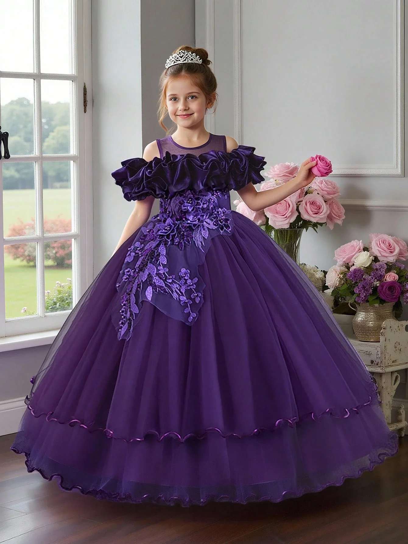 Customized Luxury Ball Purple Appliques Girl's Princess Dress Floor-Length Simply Flower Girl Dresses for Wedding 2026
Customized Luxury Ball Purple Appliques Girl's Princess Dress Floor-Length Simply Flower Girl Dresses for Wedding 2026