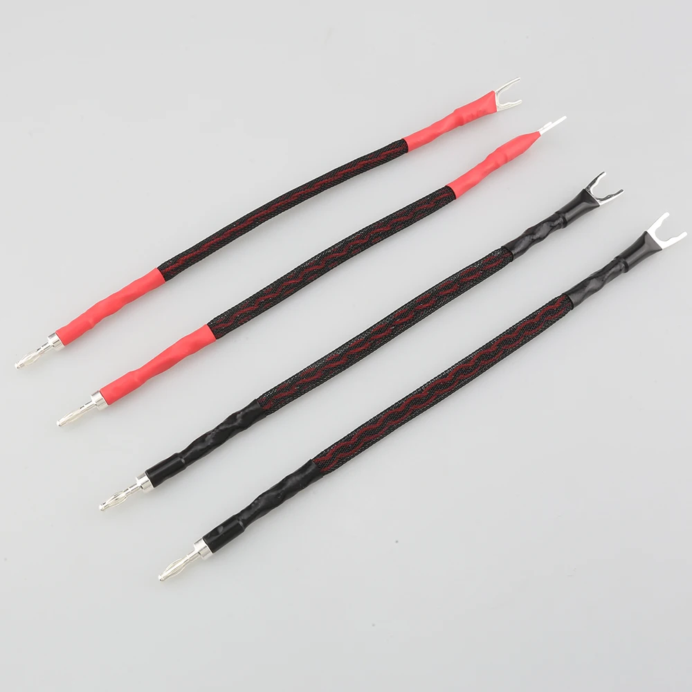 4pcs 6AG Hifi Audio Silver Plated Jumper Wire Banana to Y Spade Banana hifi speaker Jumper speaker cable biwire jumper leads
4pcs 6AG Hifi Audio Silver Plated Jumper Wire Banana to Y Spade Banana hifi speaker Jumper speaker cable biwire jumper leads