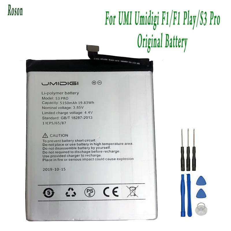For UMIDIGI S3 Pro F1 F1 Play Battery 5150mAh 100% New Replacement Parts Phone Accessory Accumulators With Tools
For UMIDIGI S3 Pro F1 F1 Play Battery 5150mAh 100% New Replacement Parts Phone Accessory Accumulators With Tools