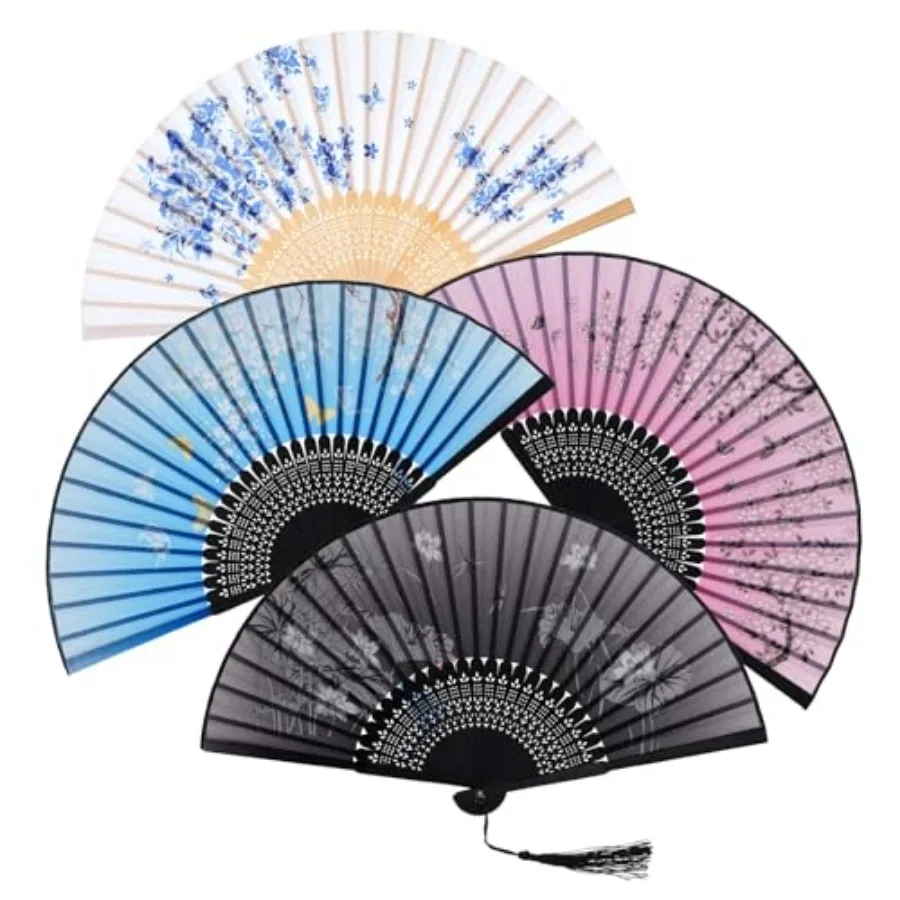 4 PCS Handheld Floral Fans for Women Silk Bamboo Folding Fans Hand Held Foldable Chinese Japanese Style Retro Pattern for Danci
4 PCS Handheld Floral Fans for Women Silk Bamboo Folding Fans Hand Held Foldable Chinese Japanese Style Retro Pattern for Danci