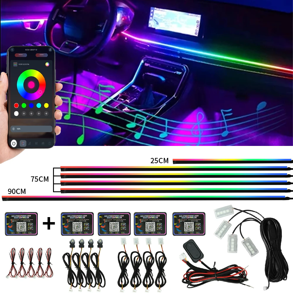 Symphony Car Ambient Light RGB LED Interior Lighting for Vehicles Car Door Environment Ambient Lighting Car Footwell Lighting
Symphony Car Ambient Light RGB LED Interior Lighting for Vehicles Car Door Environment Ambient Lighting Car Footwell Lighting