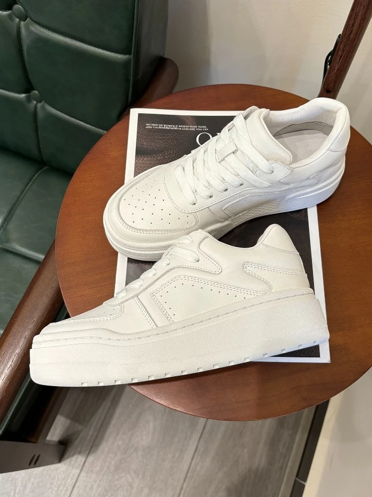 5CM Thick-sole White Shoes Genuine Leather Lace-up Women Sneakers Height Increasing Sports Casual Hiking Skate Shoes
5CM Thick-sole White Shoes Genuine Leather Lace-up Women Sneakers Height Increasing Sports Casual Hiking Skate Shoes