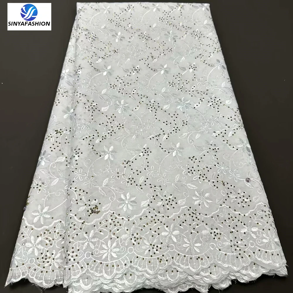 Sinya Latest Swiss Luxury Lace High Quality Fabrics 2024 For Party Dress White Embroidered Cotton Lace Fabric With Fully Stones
Sinya Latest Swiss Luxury Lace High Quality Fabrics 2024 For Party Dress White Embroidered Cotton Lace Fabric With Fully Stones