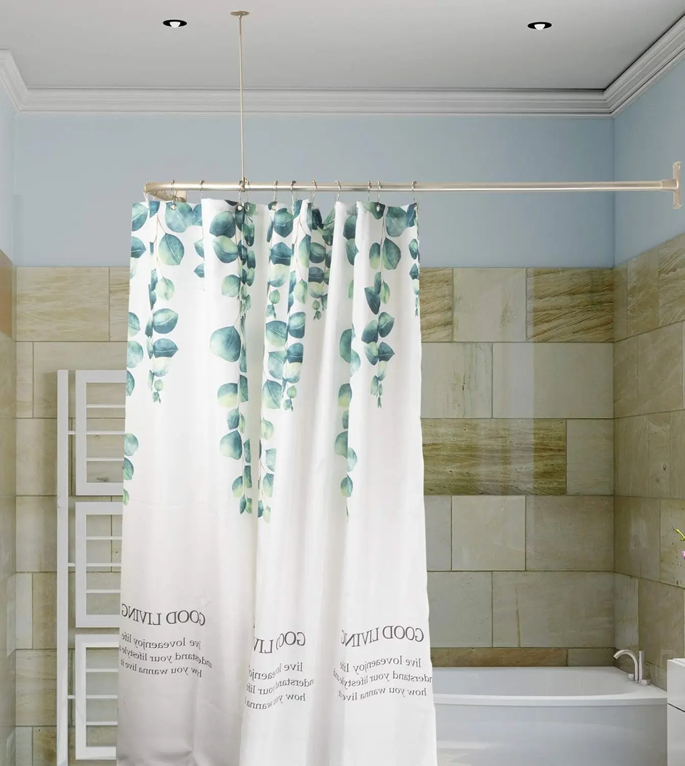 L Shaped Shower Curtain Rod with Ceiling Support, Corner Bathtub Rod, Adjustable 62x27 Inches, Rustproof Aluminum, Brushed
L Shaped Shower Curtain Rod with Ceiling Support, Corner Bathtub Rod, Adjustable 62x27 Inches, Rustproof Aluminum, Brushed