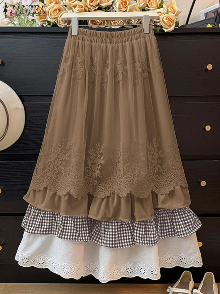 2025 ZANZEA Summer Women Maxi Skirts High Waist Casual Ruffle Long Skirt Loose Elastic Waist Lace Plaid Patchwork Holiday Bottom
2025 ZANZEA Summer Women Maxi Skirts High Waist Casual Ruffle Long Skirt Loose Elastic Waist Lace Plaid Patchwork Holiday Bottom