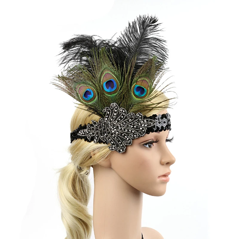 Women Peacock Feather Headband Rhinestone 1920's Flapper Girls Vintage Evening Party Dress Performance Dance Accessories
Women Peacock Feather Headband Rhinestone 1920's Flapper Girls Vintage Evening Party Dress Performance Dance Accessories