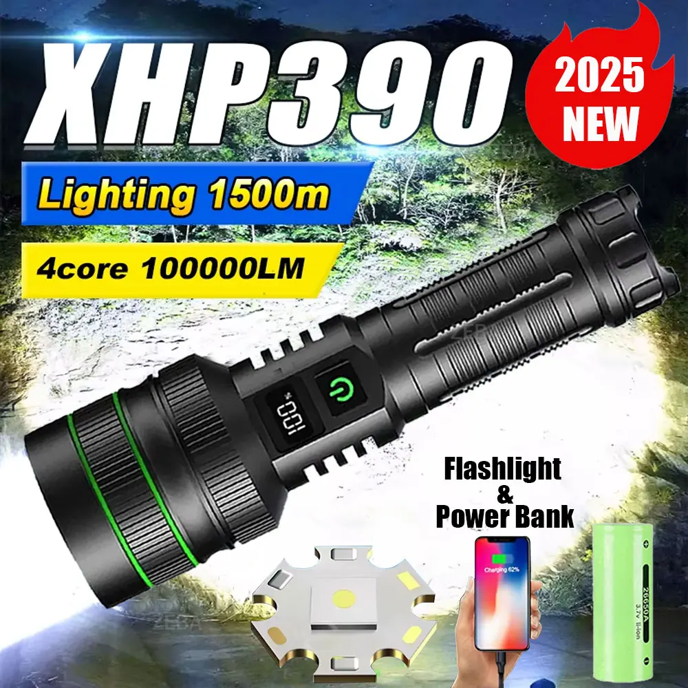 XHP390 Most Powerful LED Flashlight USB Rechargeable Tactical Torch Light High Power Flashlight Waterproof Hand Lantern Camping
XHP390 Most Powerful LED Flashlight USB Rechargeable Tactical Torch Light High Power Flashlight Waterproof Hand Lantern Camping