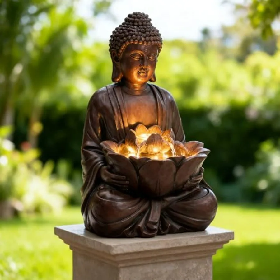 18.9 H Buddha Outdoor Water Fountain Zen Style Garden Fountain with LED Lights and Pump Relaxing Waterfall for Patio Porch or Y
18.9 H Buddha Outdoor Water Fountain Zen Style Garden Fountain with LED Lights and Pump Relaxing Waterfall for Patio Porch or Y