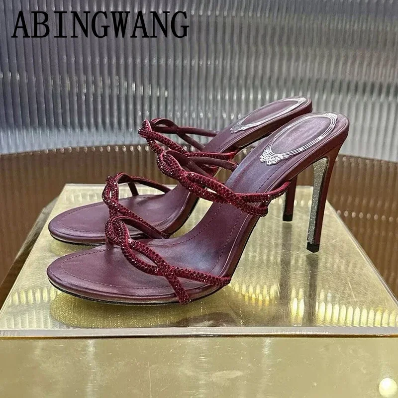 High Quality Genuine Leather Crystal Thin Heels Slippers for Women Slip On Open Toe Sexy Party Dress Pumps Shoes
High Quality Genuine Leather Crystal Thin Heels Slippers for Women Slip On Open Toe Sexy Party Dress Pumps Shoes