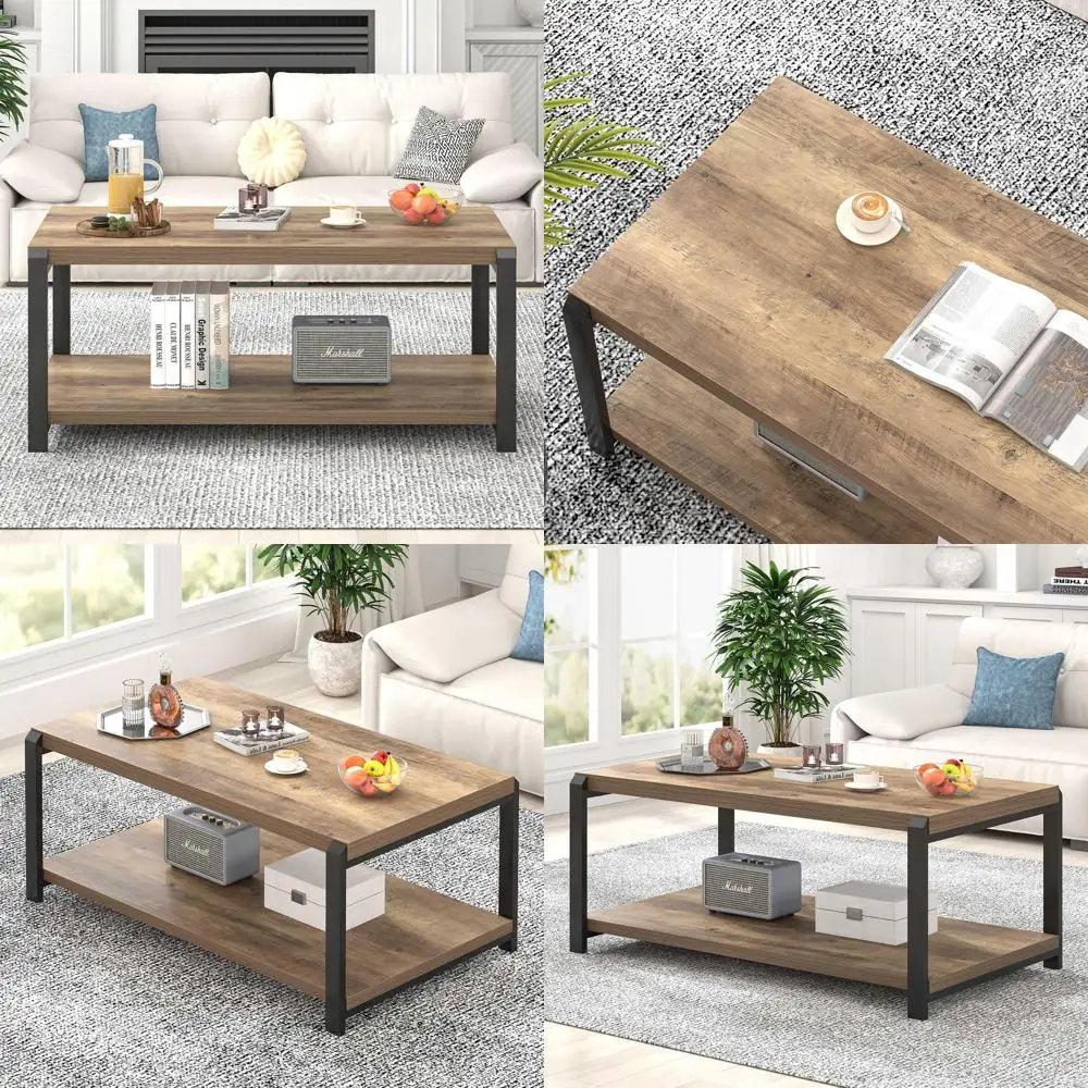 Rustic Oak and Metal Center Table for Living Room with Storage, Industrial Style Cocktail Tea Table
Rustic Oak and Metal Center Table for Living Room with Storage, Industrial Style Cocktail Tea Table