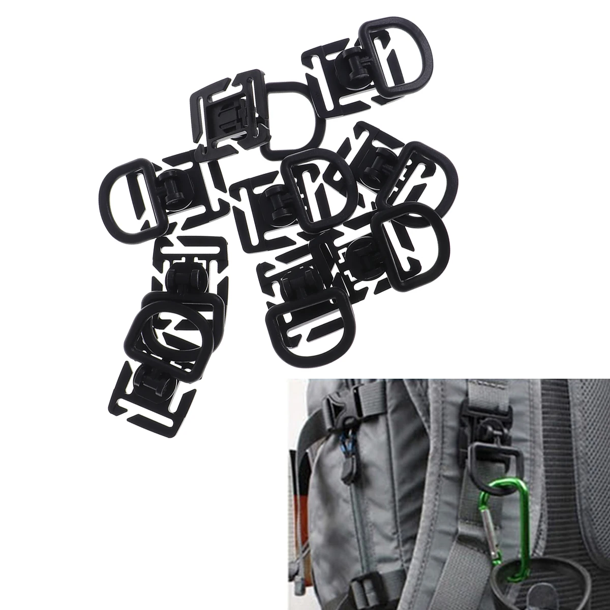 10Pcs Hang Buckle Locking D-Ring for Backpack Straps Outdoor Accessory Fit Most Systems Black
10Pcs Hang Buckle Locking D-Ring for Backpack Straps Outdoor Accessory Fit Most Systems Black