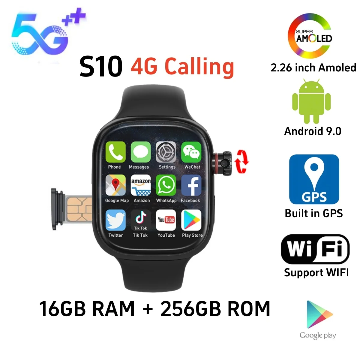 Новое поступление, умные часы с SIM-картой 4G S10, Android 9,0, 256 ГБ Rom 180 ° Вращающаяся камера GPS WIFI 2,26 дюйма Amoled Game SmartWatch для взрослых
Новое поступление, умные часы с SIM-картой 4G S10, Android 9,0, 256 ГБ Rom 180 ° Вращающаяся камера GPS WIFI 2,26 дюйма Amoled Game SmartWatch для взрослых