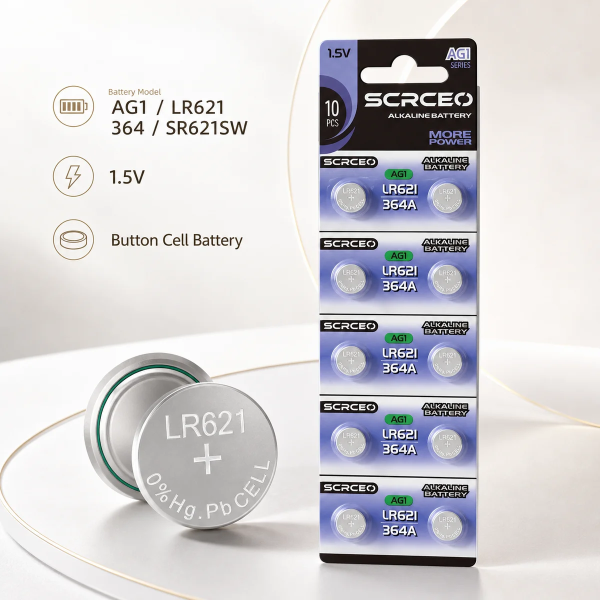 Alkaline Button Cell Battery AG1 LR621 364 V364 1.55V 2-50PCS SR621 164 531 For Watch Car Key Remote Toy Stable Power Leak Proof
Alkaline Button Cell Battery AG1 LR621 364 V364 1.55V 2-50PCS SR621 164 531 For Watch Car Key Remote Toy Stable Power Leak Proof