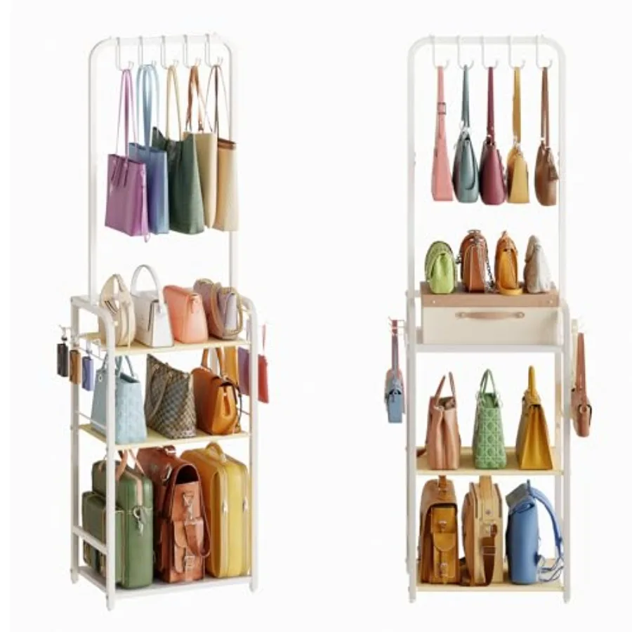 Tall Purse Organizer for Closet with 5 Purse Hanger and 6 Side Hooks 4 Tier Floor-Standing Purse Rack Stand for Purse Storage N
Tall Purse Organizer for Closet with 5 Purse Hanger and 6 Side Hooks 4 Tier Floor-Standing Purse Rack Stand for Purse Storage N