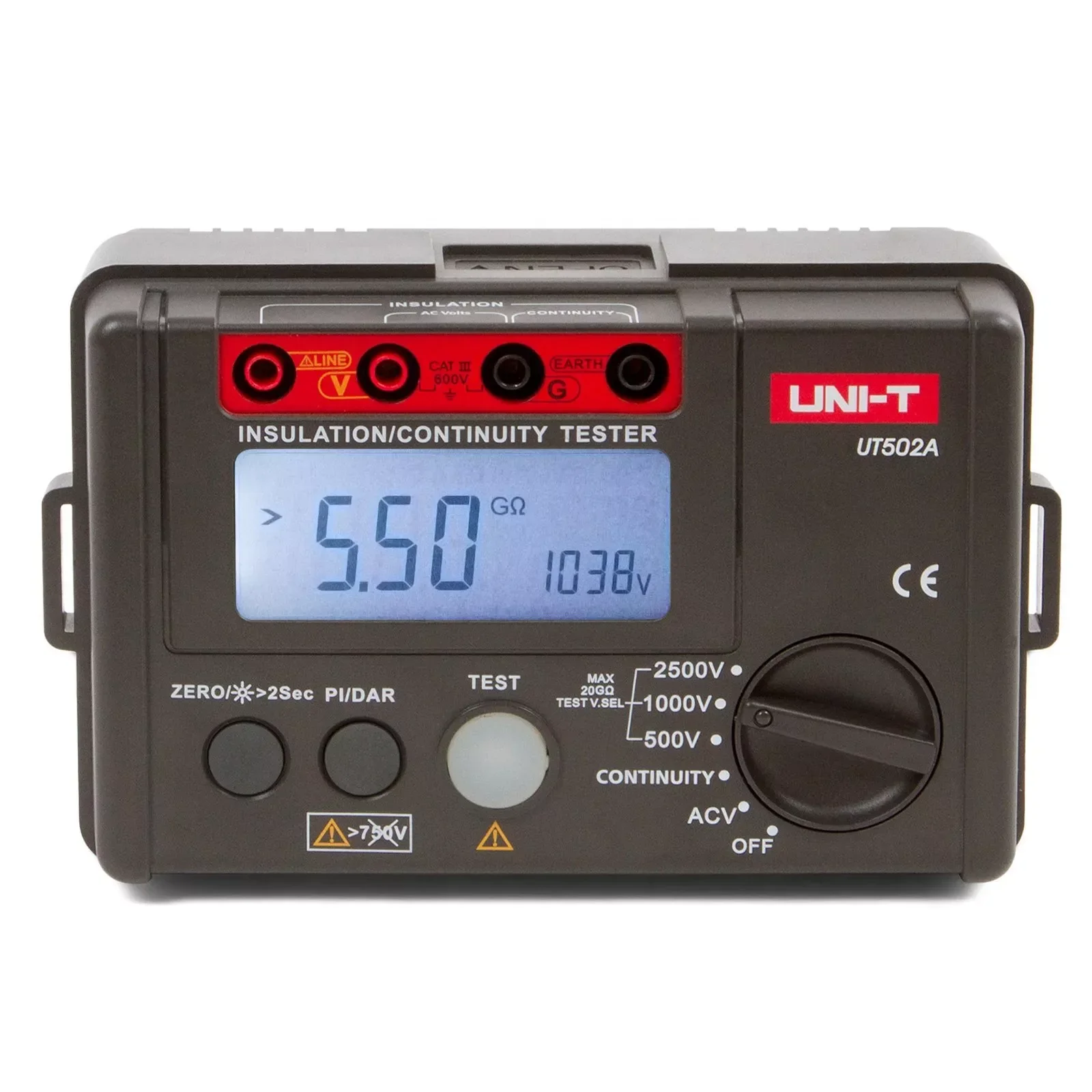 UT502A Insulation Resistance Tester 2500V 20GΩ Digital Megometer Voltmeter Auto Range Backlight Ground Ohmmeter
UT502A Insulation Resistance Tester 2500V 20GΩ Digital Megometer Voltmeter Auto Range Backlight Ground Ohmmeter