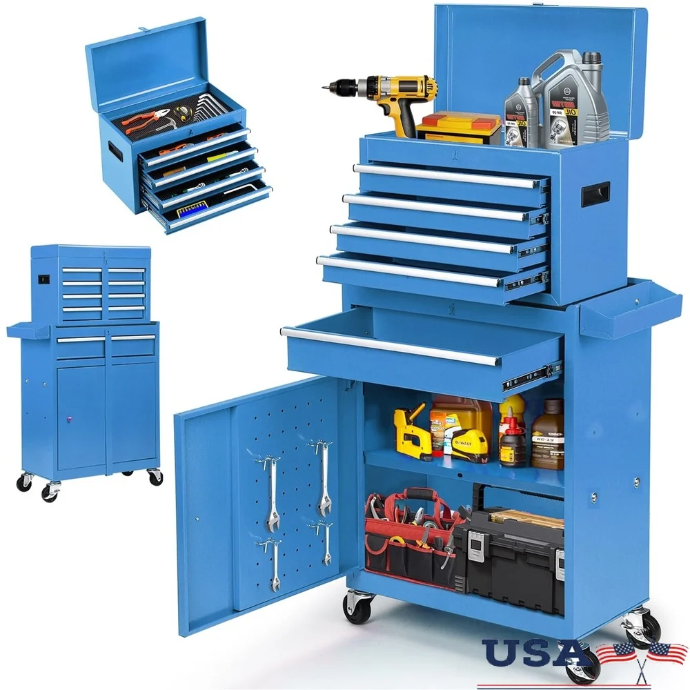 2-in-1 Tool Box Rolling Tool Chest with 5-Drawers Locking System Adjustable Shelf Heavy-Duty Steel Durable Garage Storage
2-in-1 Tool Box Rolling Tool Chest with 5-Drawers Locking System Adjustable Shelf Heavy-Duty Steel Durable Garage Storage