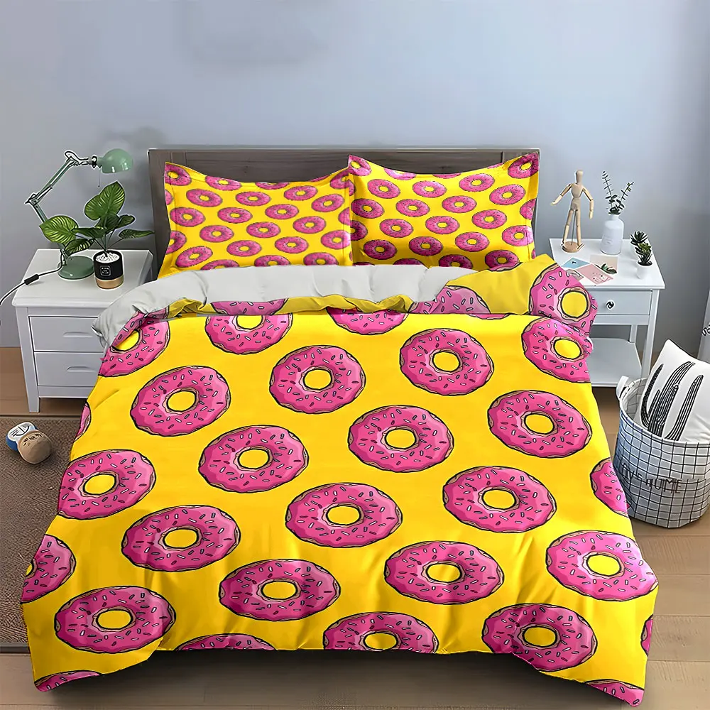 Donut Pattern Decorative Set Bedding Set with 1 Duvet Cover 2 Pillowcases Single Double King Queen, Gift
Donut Pattern Decorative Set Bedding Set with 1 Duvet Cover 2 Pillowcases Single Double King Queen, Gift