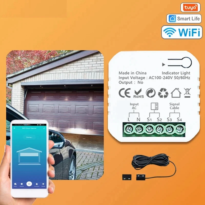 Tuya Smart Life Wi-Fi контроллер открывания гаражных ворот с сенсорным приложением, пульт дистанционного управления, подходит для Alexa Google Home, прочная вилка стандарта США
Tuya Smart Life Wi-Fi контроллер открывания гаражных ворот с сенсорным приложением, пульт дистанционного управления, подходит для Alexa Google Home, прочная вилка стандарта США