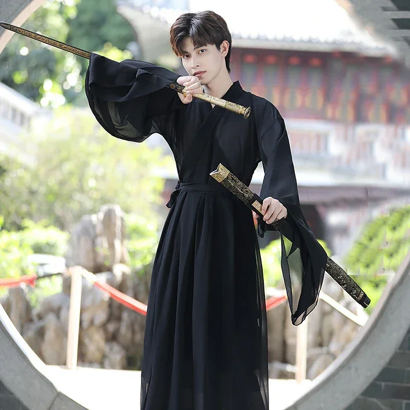 Мужское китайское платье Hanfu в стиле современной моды, костюмы из шифона, сказочный костюм ученика Wuxia для сценического танца, косплея, представлений
Мужское китайское платье Hanfu в стиле современной моды, костюмы из шифона, сказочный костюм ученика Wuxia для сценического танца, косплея, представлений