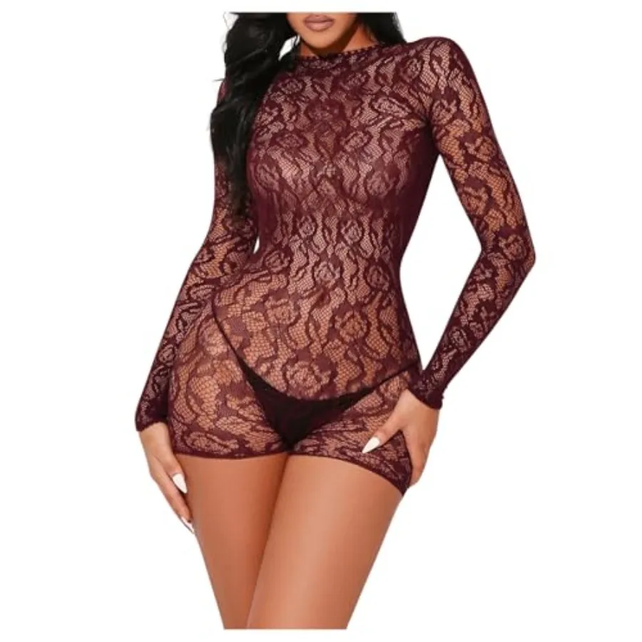 OYOANGLE Women's Floral Lace See Through Long Sleeve Sheer Mesh Hollow Out Bodysuit Romper Jumpsuits
OYOANGLE Women's Floral Lace See Through Long Sleeve Sheer Mesh Hollow Out Bodysuit Romper Jumpsuits