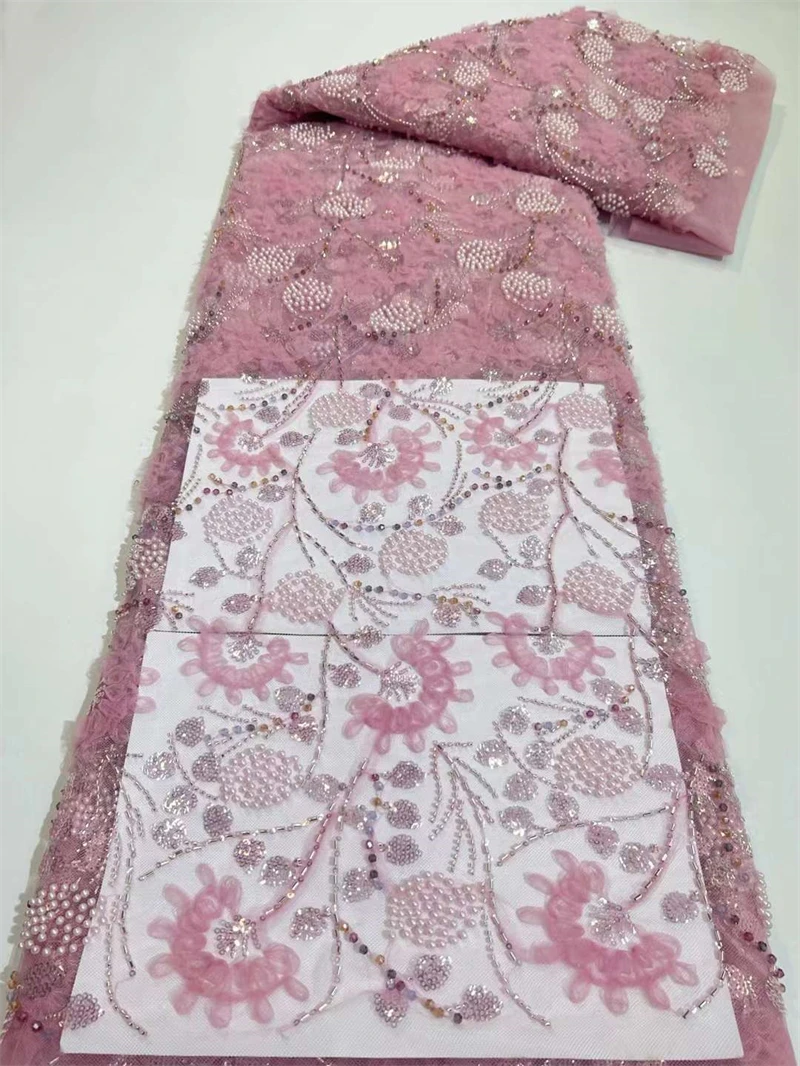 Pink African Lace Fabric 2024 High Quality French 3D Flower Sequins Embroidery Beads Tulle Lace Fabric For Party Dress
Pink African Lace Fabric 2024 High Quality French 3D Flower Sequins Embroidery Beads Tulle Lace Fabric For Party Dress