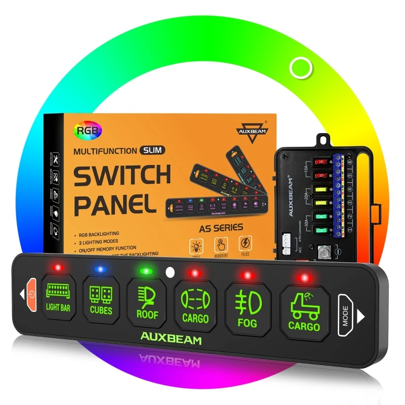 Universal RGB (AS-R60) 3 Mode DIY Switch Panel 6-Gang One-Sided Outlet Switch Controller For Car ATV Boat
Universal RGB (AS-R60) 3 Mode DIY Switch Panel 6-Gang One-Sided Outlet Switch Controller For Car ATV Boat
