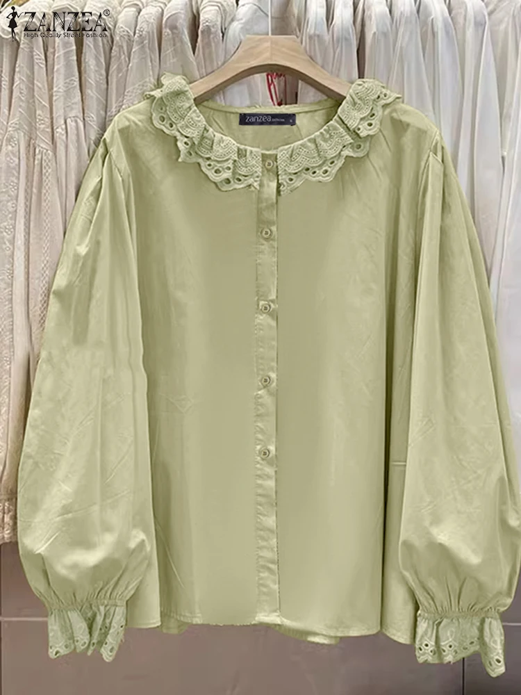 ZANZEA Lace Trim Peter-Pan Collar Blouses 2025 Spring Vintage Long Lantern Sleeves Elegant Chemise Femme Women Casual Shirts
ZANZEA Lace Trim Peter-Pan Collar Blouses 2025 Spring Vintage Long Lantern Sleeves Elegant Chemise Femme Women Casual Shirts