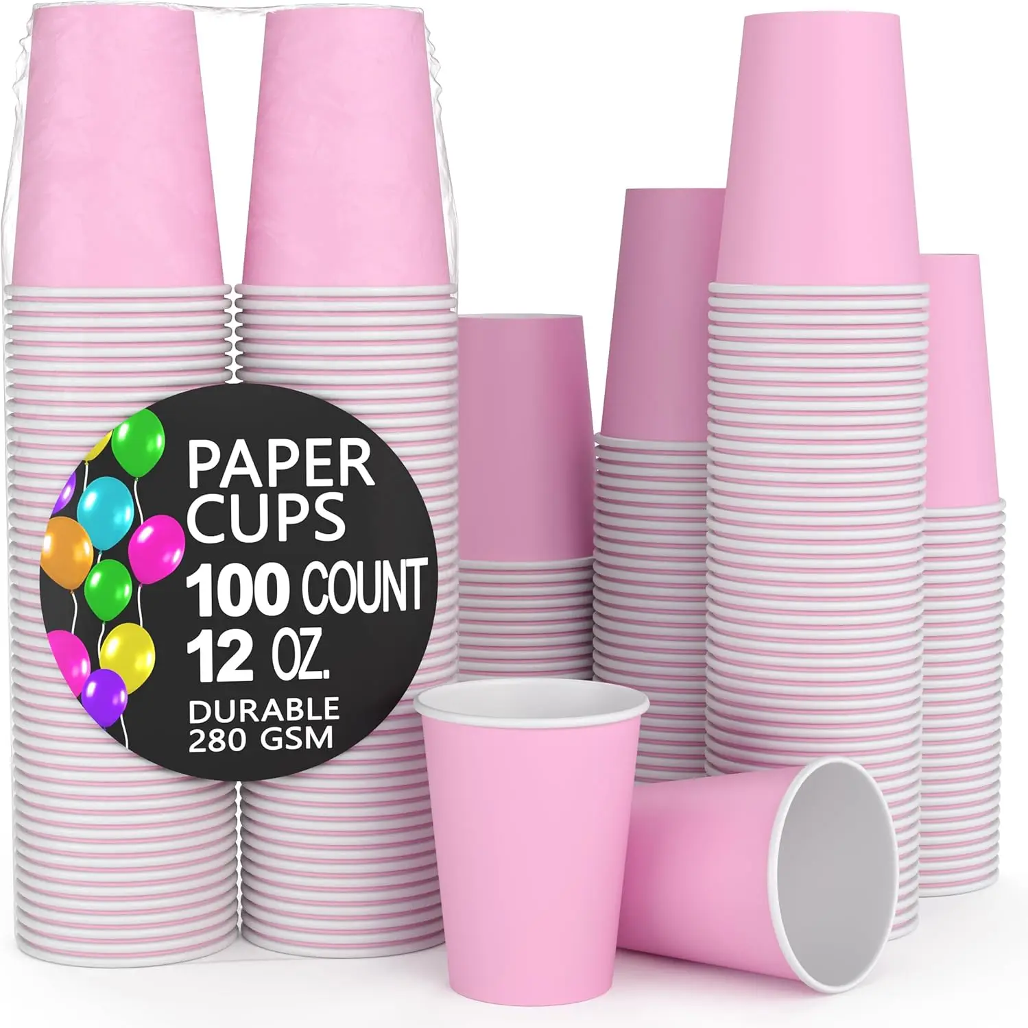Pink Paper Cups 12 oz Durable Disposable Cups 100 Paper Tumblers for Hot Drinks and Cold Drinks Thick 280 GSM Hot Cup fo
Pink Paper Cups 12 oz Durable Disposable Cups 100 Paper Tumblers for Hot Drinks and Cold Drinks Thick 280 GSM Hot Cup fo