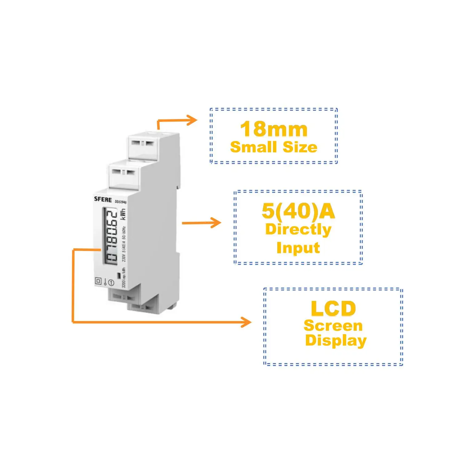 Mini Digital Power Meter Kwh Energy Meter 1 Phase Lcd Energy Meter