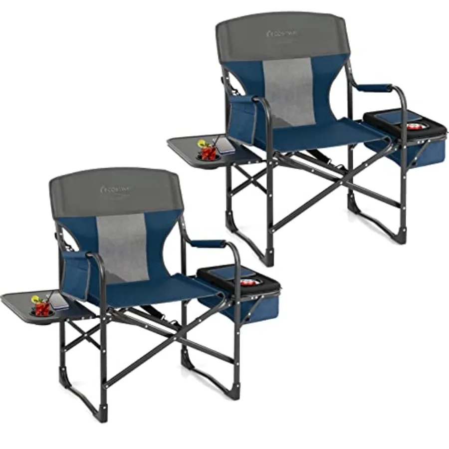 Folding Camping Chair, Heavy-Duty Director Chair ports 400lbs for Adults with Side Table, Cooler Bag, Storage, Strap, Portable
Folding Camping Chair, Heavy-Duty Director Chair ports 400lbs for Adults with Side Table, Cooler Bag, Storage, Strap, Portable