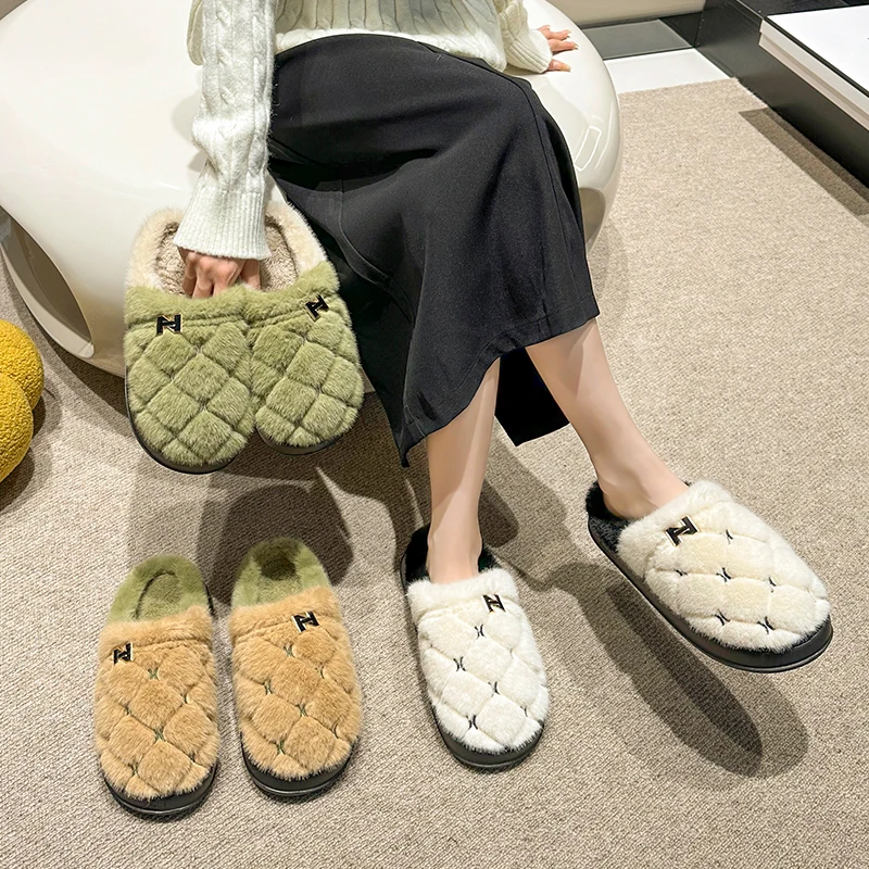 Women's Plush Slippers with Metal N-Logo - Cozy Fuzzy Open-Toe Slippers for Indoor Outdoor, Fashionable Fluffy House Shoes
Women's Plush Slippers with Metal N-Logo - Cozy Fuzzy Open-Toe Slippers for Indoor Outdoor, Fashionable Fluffy House Shoes