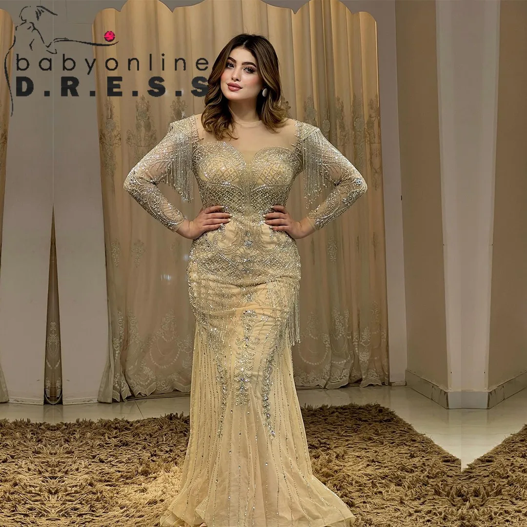 BABYONLINE Customzied Prom Dress Illusion Sweetheart-neck Full Over Beadings Bodice Full-sleeve Tassel Pendant Mermaid Gown Ball
BABYONLINE Customzied Prom Dress Illusion Sweetheart-neck Full Over Beadings Bodice Full-sleeve Tassel Pendant Mermaid Gown Ball